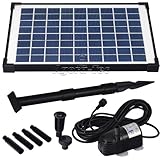 Agora-Tec® AT-10W Solar Teichpumpe 10 Watt, Hmax.: 600l/h Fontainenhöhe: 1,00m...