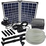 Agora-Tec® AT-Solar Bachlaufpumpen - Set 20W-BLH mit Akku und 6- Fach LED Ring...