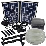 Agora-Tec® Solar Bachlaufpumpe Set 20W Blei-Gel-Akku & 6-Fach LED Ring