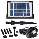Agora-Tec® AT-2W Solar Teichpumpe 2 Watt Hmax.: 170l/h Fontainenhöhe: 0,65m...